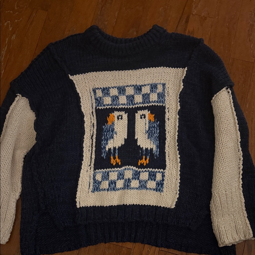 Anthropologie Pilcro Bird Puffin Sweater Size Large